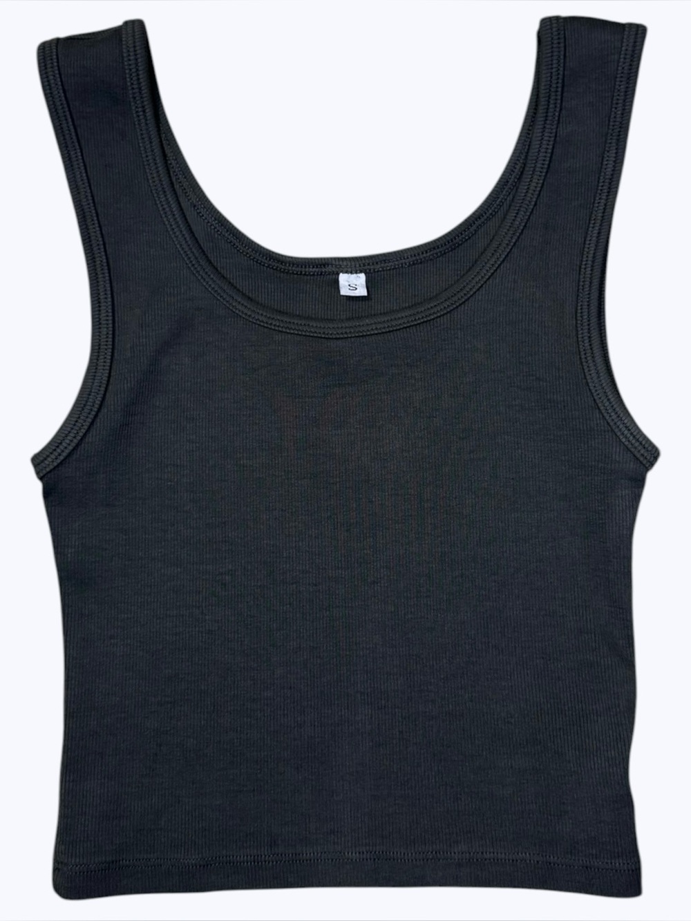 PJ Harlow Bra30 Scooped Crop Tank Top Ribbed Small Supima Cotton Deep Green